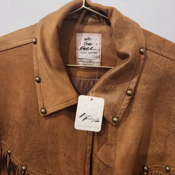 We The Free Knox Vegan leather brown fringe jacket size small - Picture 9 of 9
